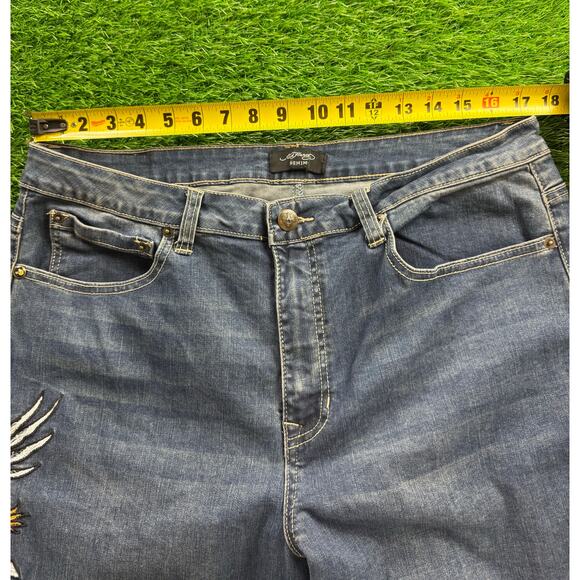 Ed Hardy Brave Hearts Eagle Wide Leg Denim Jeans W34 Y2K VTG Embroidered Graphic - Picture 13 of 15